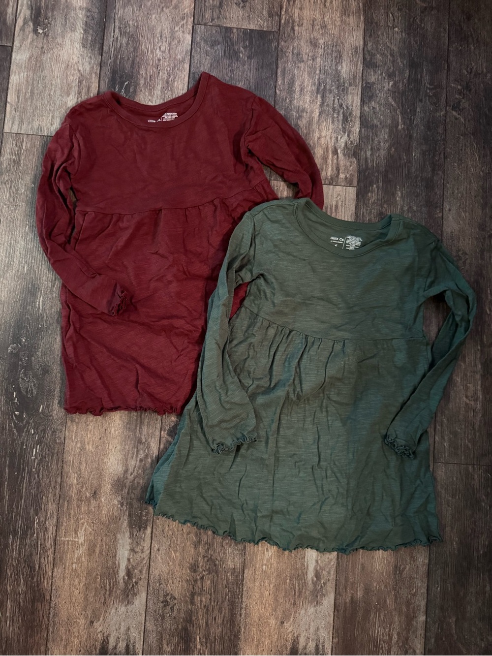 Girls' Long-Sleeve Knit Dress Top - Maroon & Green
